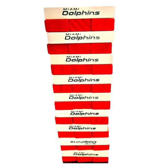 Miami Dolphins Classic Jenga Game Orange White Blocks NFL Man Cave Bar Fans - Picture 2 of 6